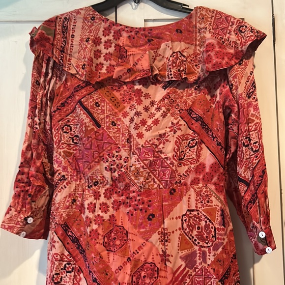 NWT FREE PEOPLE lennon maxi ruffle dress in primrose combo size small - Picture 13 of 16